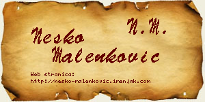 Neško Malenković vizit kartica